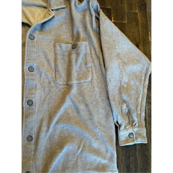 Elam button down shacket size medium grey 100% cotton - Picture 2 of 6